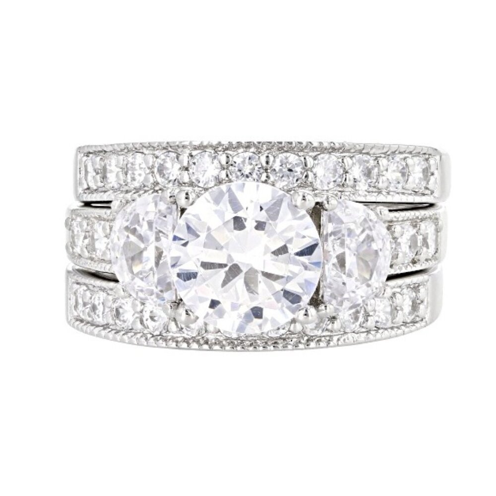 NIB JTV Bella Luce CZ Bridal Set – 5.11ctw, Rhodium Over Sterling Silver, Size 7